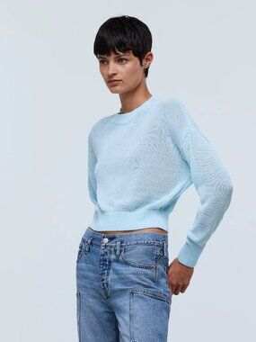 Madewell Loose-Knit Crewneck Sweater in Clarity Blue S